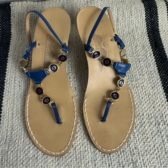 Amedeo Canfora Blue Leather Capri Sandals - Picture 3 of 6